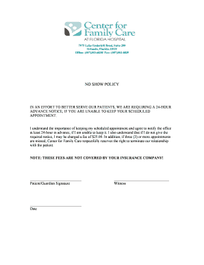 No Show Policy Agreement