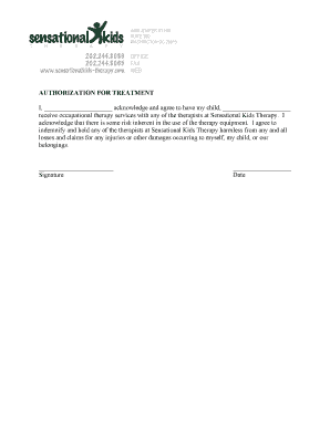 Authorization for Treatment Form