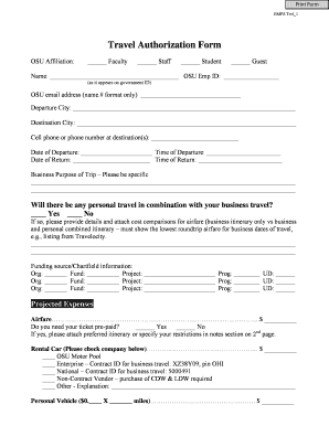 OSU Travel Authorization Form