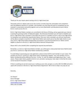 B.A.S.S. High School Club Application