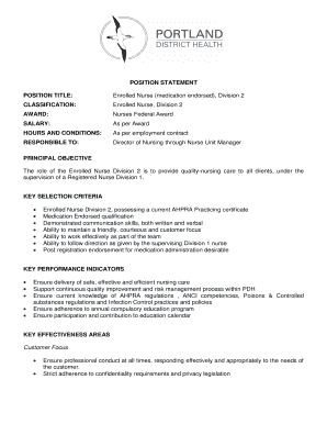 Enrolled Nurse Position Statement