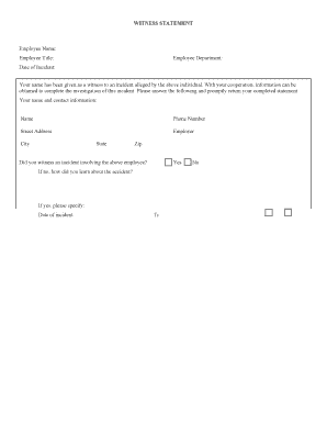 Employee Incident Witness Statement