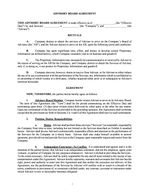 Advisory Board Agreement