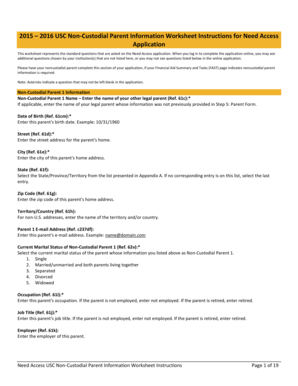 USC Non-Custodial Parent Information Worksheet