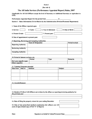 All India Services Performance Appraisal Report