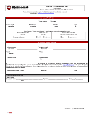 Healthcare User Account Change Request Form