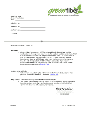 GreenFiber Product Submittal Form