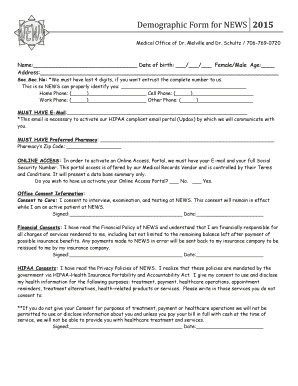 Demographic Form for NEWS 2015