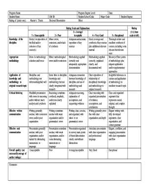 Academic Thesis Dissertation Evaluation Form
