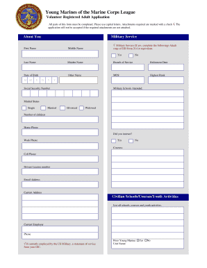Young Marines Volunteer Registered Adult Application