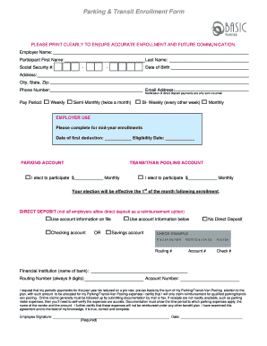 Parking & Transit Enrollment Form