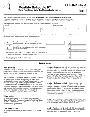 New York State Motor Fuel PrompTax Payment Form