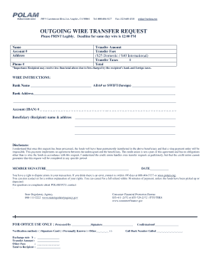 Outgoing Wire Transfer Request