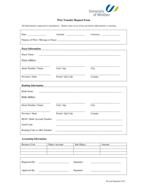 Wire Transfer Request Form