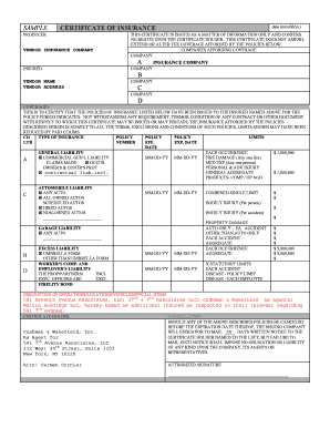 Certificate of Insurance