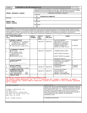 Certificate of Insurance