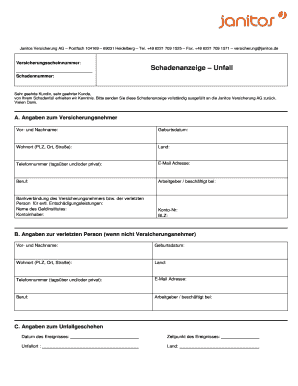 Schadenanzeige – Unfall