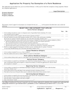 North Dakota Farm Residence Property Tax Exemption Application