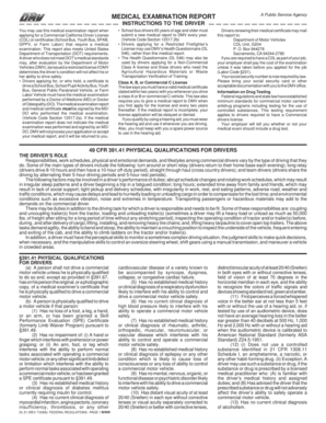 California Commercial Driver Medical Examination Report
