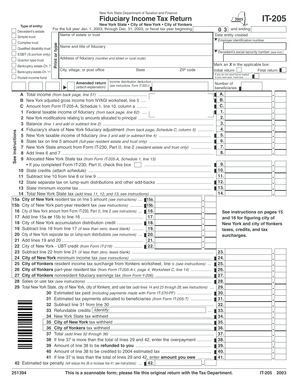 New York Fiduciary Income Tax Return IT-205