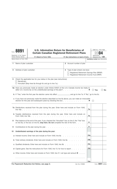 IRS Form 8891 for Canadian Retirement Plans