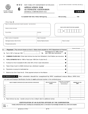 New York General Corporation Tax Extension Application