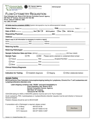 Flow Cytometry Requisition Form