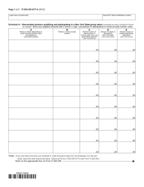 New York State Schedule A for Nonresident Partners
