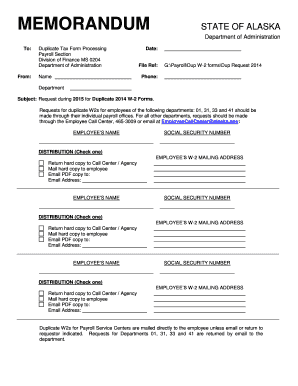Alaska Duplicate W-2 Form Request