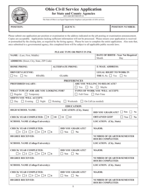 Ohio Civil Service Application