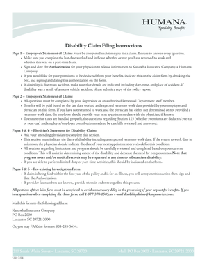 Disability Claim Form for Income Insurance Policy