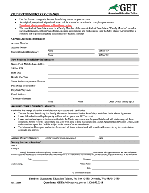 Student Beneficiary Change Form