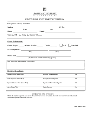 Independent Study Registration Form