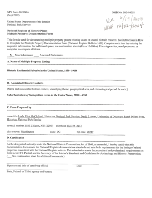 National Register of Historic Places Multiple Property Documentation Form