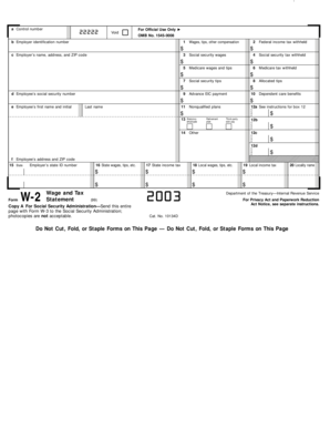 Form W-2 Wage and Tax Statement