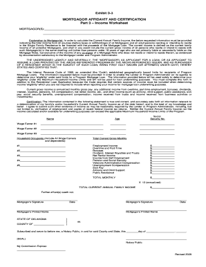 Mortgagor Affidavit and Certification