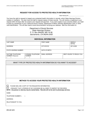 California Request for Access to Protected Health Information