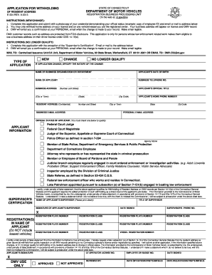 Connecticut Resident Address Withholding Application