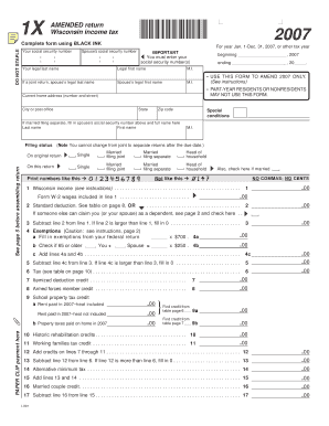 Wisconsin Amended Income Tax Form