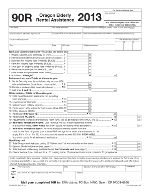Oregon Elderly Rental Assistance Form 90R