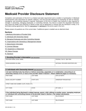 Medicaid Provider Disclosure Statement