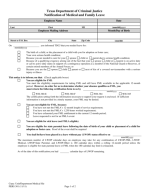 Texas FMLA Leave Notification