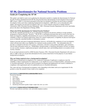 SF-86 Questionnaire for National Security Positions