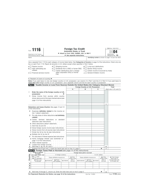 IRS Form 1116 Foreign Tax Credit