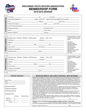 Wisconsin Youth Soccer Association Membership Form
