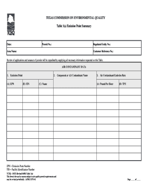 Texas Air Emission Point Summary Form