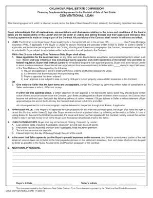Oklahoma Real Estate Commission Conventional Loan Agreement