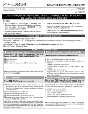 Vermont Enhanced Driver License/ID Application