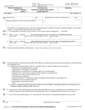 Michigan Non-Domestic Personal Protection Order