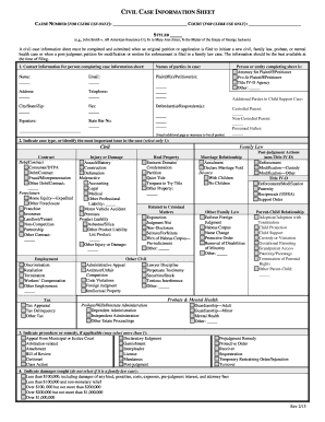 Civil Case Information Sheet